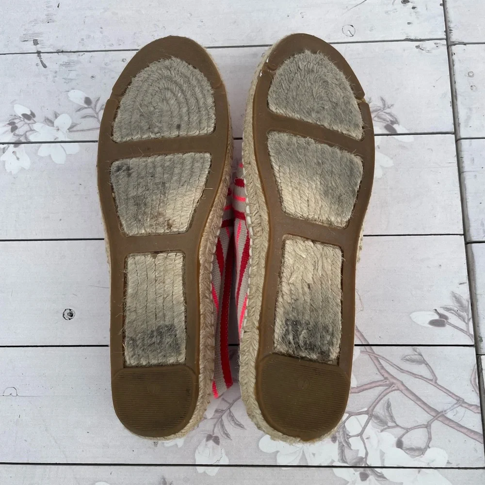 Tory Burch Striped Canvas Espadrille in Pink and Red